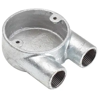 Read more on Green Brook 20GUN | Norslo 20mm Malleable Iron Galvanised 2 Way Conduit U Box
