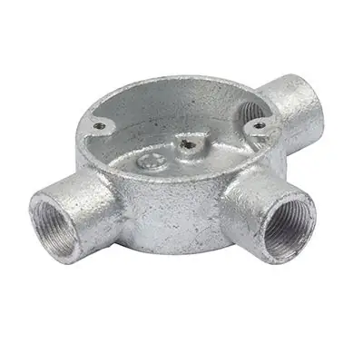 Read more on Green Brook 25G3N | Norslo 25mm Malleable Iron Galvanised 3 Way Conduit Tee Box