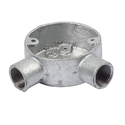 Read more on Green Brook 25G5N | Norslo 25mm Galvanised Circular Angle Conduit Box