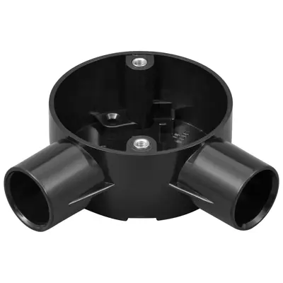 Read more on Marshall Tufflex 2MRB4BK | 20mm 2 Way Circular Angle Conduit Box, Black