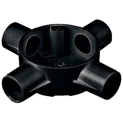Read more on Marshall Tufflex 2MRB6BK | 20mm 4 Way Circular Intersection Conduit Box, Black