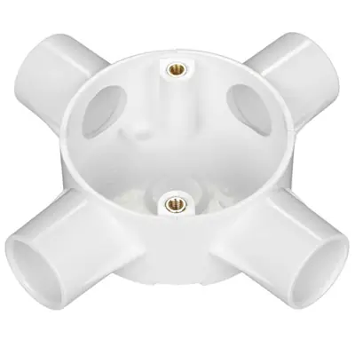 Read more on Marshall Tufflex 2MRB6WH | 20mm 4 Way Circular Intersection Conduit Box, White