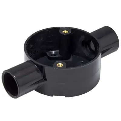 Read more on Marshall Tufflex 3MRB3BK | 25mm 2 Way Circular PVC Conduit Through Box, Black