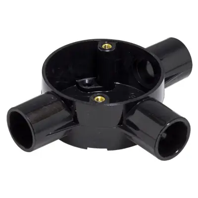 Read more on Marshall Tufflex 3MRB5BK | 25mm 3 Way PVC Conduit Circular Tee Box, Black