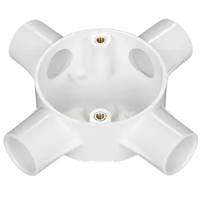 Read more on Marshall Tufflex 3MRB6WH | 25mm 4 Way PVC Conduit Circular Intersection Box, White