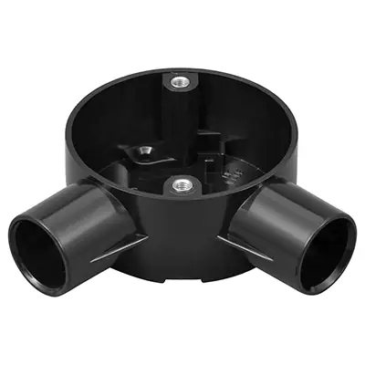 Read more on Marshall Tufflex CJB252WABK | 25mm 2 Way Circular PVC-U Conduit Angle Terminal Box, Black