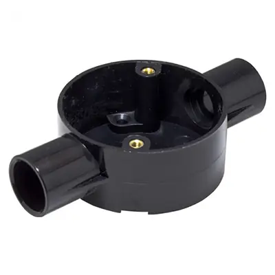 Read more on Marshall Tufflex CJB252WTBK | 25mm 2 Way Circular PVC-U Conduit Through Terminal Box, Black