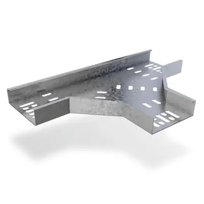 Read more on Trench MDT300FT | 90 Degree Flat Tee for 300x25mm Medium Duty Cable Tray, Pre-Galvanised