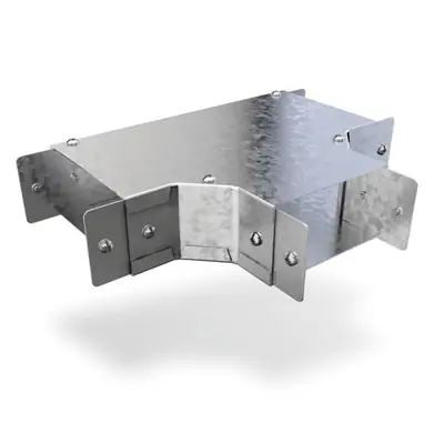 Read more on Trench SA66TTC | Flat Tee Top Cover Bend for 150x150mm Metal Cable Trunking, Galvanised