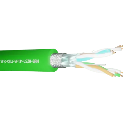 Read more on Securi-Flex SFX/C8.1-S-FTP-LSZH-GRN-100 | Data Cable Cat8.1 4 Pairs S/FTP LSZH Green (100m)