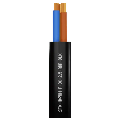 Read more on Securi-Flex SFX/H07RN-F-3C-2.5-RBR-BLK-1 | Power Cable Flexible 2.5mm 3 Core H07RN-F Rubber Black (1m)