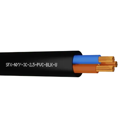 Read more on Securi-Flex SFX/NYY-3C-2.5-PVC-BLK-U-1 | NYY-J Cable 3 Core 2.5mm PVC Black (1m)