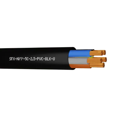 Read more on Securi-Flex SFX/NYY-5C-2.5-PVC-BLK-U-1 | NYY-J Cable 5 Core 2.5mm PVC Black (1m)