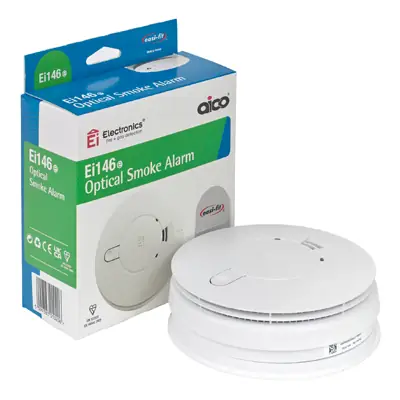 Read more on Aico EI146E | 240V Mains Powered Optical Smoke Detector Alarm with 9V Alkaline Battery Back Up, White