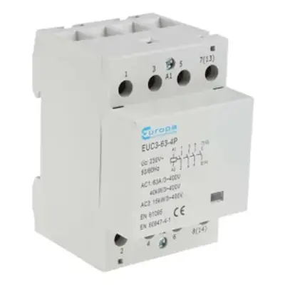 Read more on Europa EUC3-63-4P | 63A 230V 4 Pole Modular DIN Rail Contactor