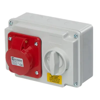 Read more on Europa SISH164N | 400V 16A 3 Pole + E IP44 Horizontal Interlocked Socket, Red