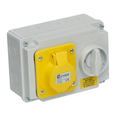 Read more on Europa SISH323F | 110V 32A 2 Pole + E IP44 Horizontal Interlocked Socket, Yellow