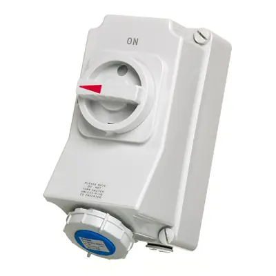 Read more on Europa SISW633P | 230V 63A 2 Pole + E IP67 Weatherproof Switched Interlocked Socket, Blue