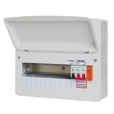 Read more on FuseBox F2010MX | 100A 10 Way Main Switch Incomer Type 2 Surge Protector Consumer Unit with Tail Clamp