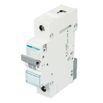 Read more on Hager MTN106 | 6A 6kA Type B Single Pole MCB