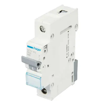 Read more on Hager MTN163 | 63A 6kA Type B Single Pole MCB