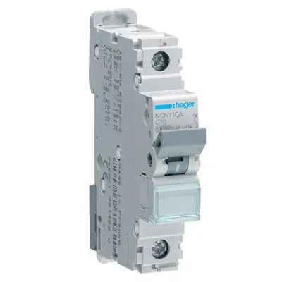 Read more on Hager NCN110A | 10A 10kA Type C Single Pole SP MCB