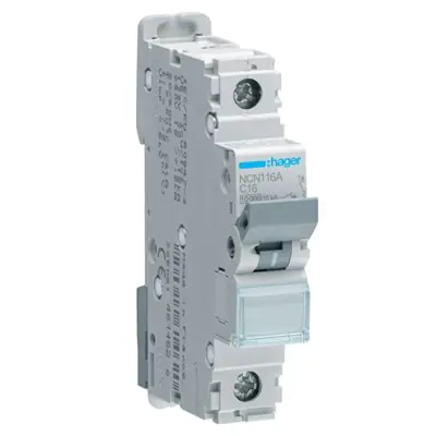 Read more on Hager NCN116A | 16A 10kA Type C Single Pole SP MCB