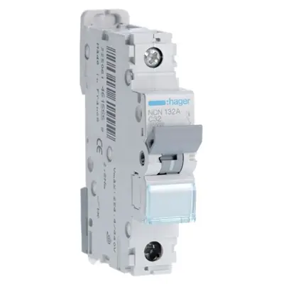Read more on Hager NCN132A | 32A 10kA Type C Single Pole SP MCB