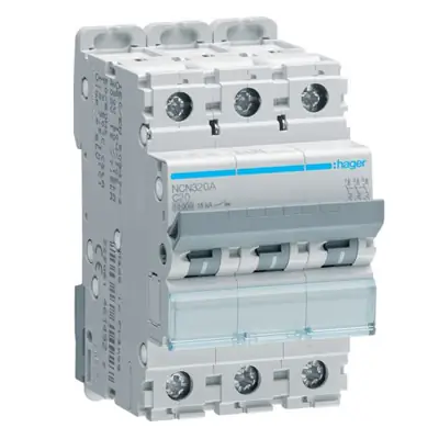 Read more on Hager NCN320A | 20A 10kA Type C Triple Pole TP MCB