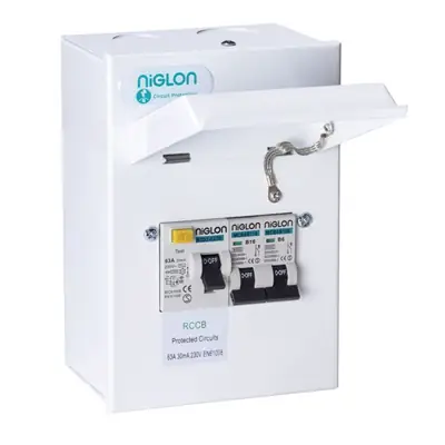 Read more on Niglon M3CU3SHO IP | Modular Shower Unit with 63A 30mA Double Pole DP RCD Incomer + 50A MCB, White