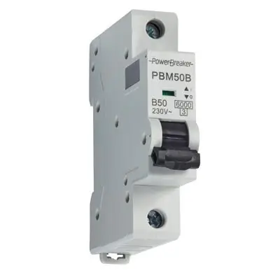 Read more on PowerBreaker PBM50B | 50A 6kA IP20 Single Pole Type B MCB