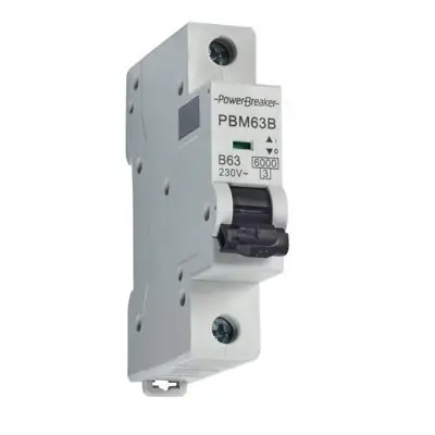 Read more on PowerBreaker PBM63B | 63A 6kA IP20 Single Pole Type B MCB