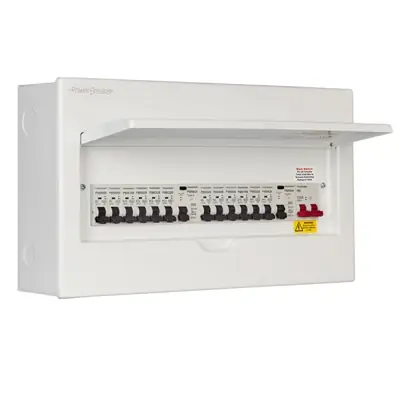 Read more on PowerBreaker PBPD18 | 18 Module IPX4 Dual Fully Populated MCB/RCCB Consumer Unit with Main Switch, Steel