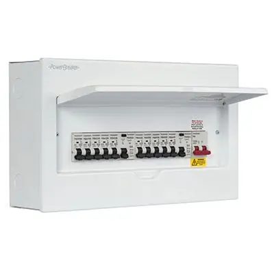 Read more on PowerBreaker PBPD20 | 20 Module IPX4 Dual Fully Populated MCB/RCCB Consumer Unit with Main Switch, Steel