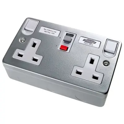 Read more on Timeguard TFP08ML | Tripfast 13A 2 Gang RCD Switched Latching Socket Passive, Metal