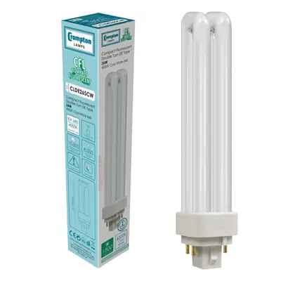 Read more on Crompton CLDE26SCW | 26W 4000K G24q-3 4 Pin CFL Double Turn DE Dimmable Compact Lamp Light Bulb, Cool White