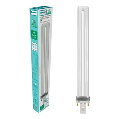 Read more on Crompton CLS11SCW | 11W 4000K G23 2 Pin CFL Single Turn S Non-Dimmable Compact Lamp Light Bulb, Cool White
