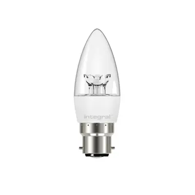 Read more on Integral LED ILCANDB22NF023 | 5.4W 5000K 500lm B22 Non-Dimmable Clear Candle Lamp (Light Bulb), Daylight White