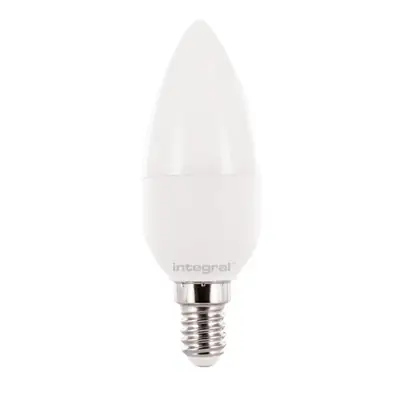 Read more on Integral LED ILCANDE14DC056 | 6W 1800-2700K 470lm E14 Dimmable Frosted Candle Lamp (Light Bulb), Warm White