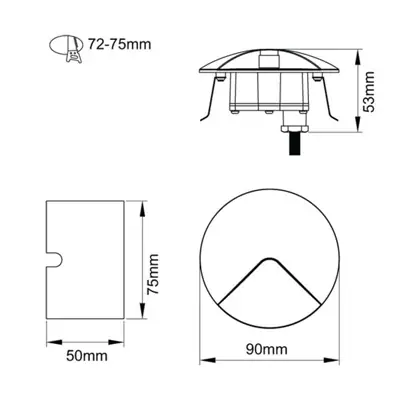 36518-2 KSR KSR1307W/W | Carpio Mini 2W 3000K IP54 LED Round Recessed Wall Wash Pin Light, Black
