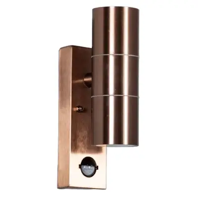 Read more on KSR KSR13116 | Luso II 2x35W 2xGU10 IP44 Up & Down Wall Light with PIR, Copper