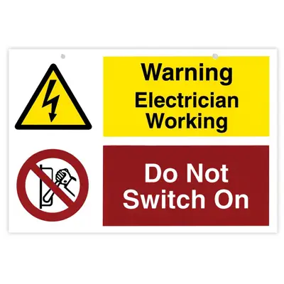 Read more on Industrial Signs IS1301RP | Self Adhesive Warning Electrician Working Vinyl Label 150x225mm