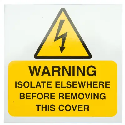 Read more on Industrial Signs IS3110SA | Self Adhesive Warning Isolate Elsewhere Vinyl Labels 75x75mm Pack of 10