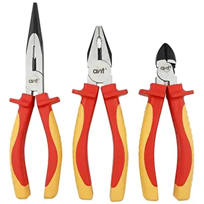Read more on Avit AV06051 | 3 Piece Electricians Insulated VDE Approved Pliers Cutter Set, Combi, Side Cutter, Long Nose