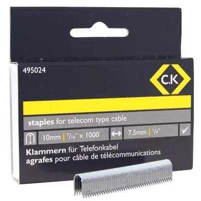 Read more on CK 495024 | 4.8x10mm Telephone Cable Half Round Staples (Pack of 1000)