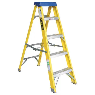 Read more on Green Brook LADF5 | Fibreglass Aluminium Industrial Electrician's 4 Step Ladder with Non-Slip