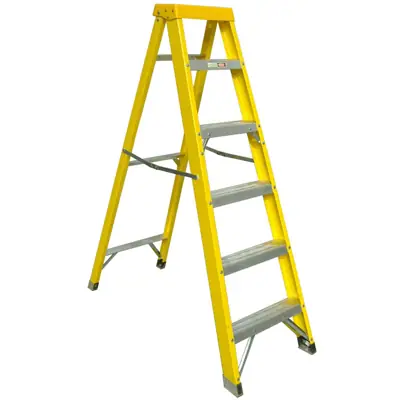 Read more on Green Brook LADF6 | Fibreglass Aluminium Industrial Electrician's 5 Step Ladder with Non-Slip