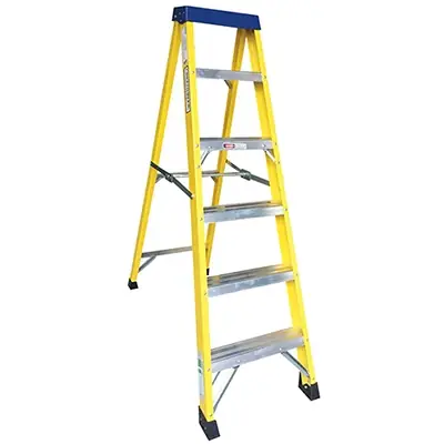 Read more on Green Brook LADF8 | Fibreglass Aluminium Industrial Electrician's 7 Step Ladder with Non-Slip