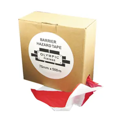 Read more on Olympic Fixings 093-330-030 | 75mmx500m Non Adhesive PVC Barrier Hazard Warning Tape, Red & White