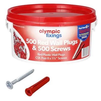 Read more on Olympic Fixings 242-222-010 | Trade Tub Red Wall Plugs + 8x1.5